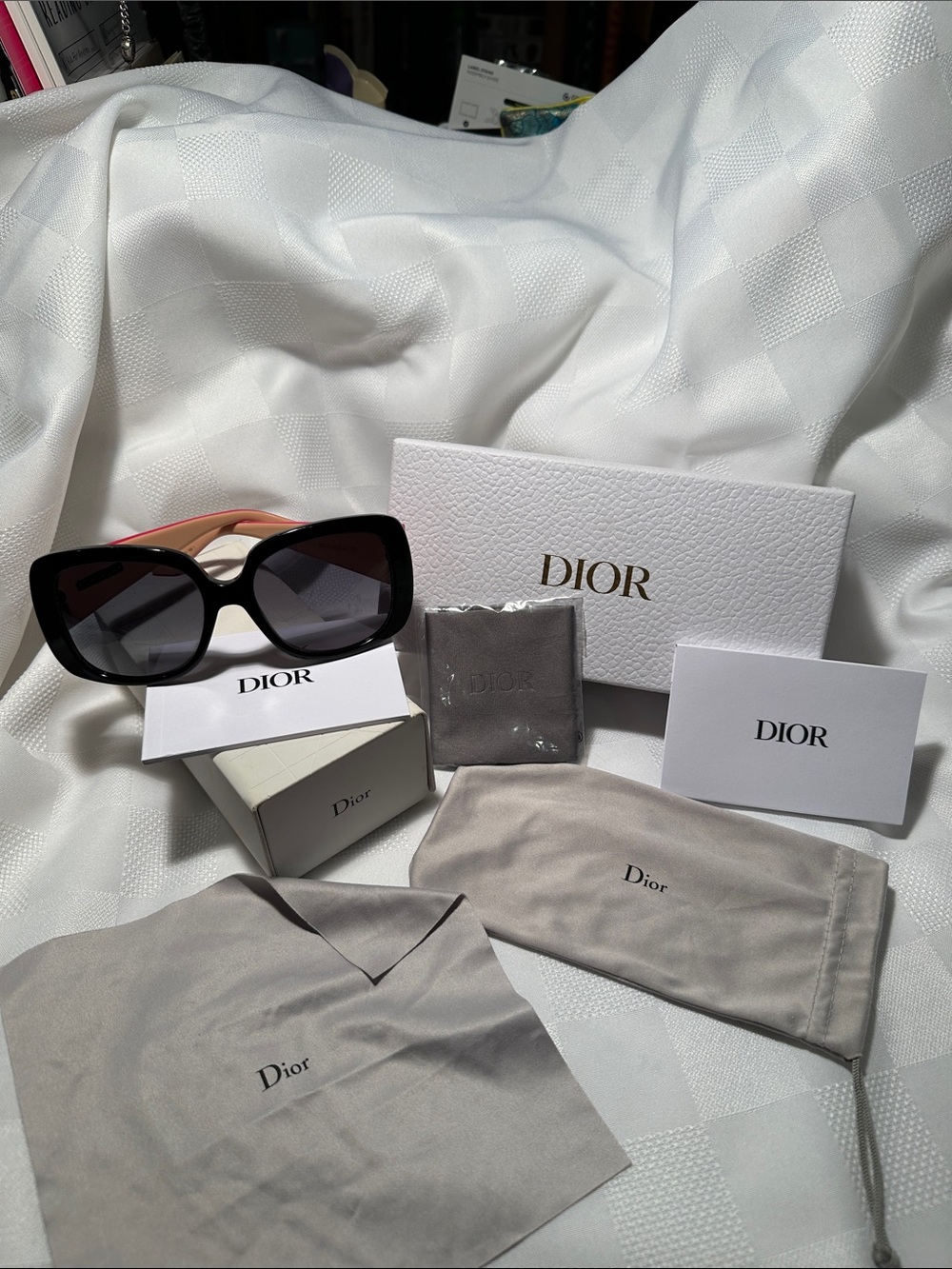 Dior Black Frame Sunglasses with Pink Temples